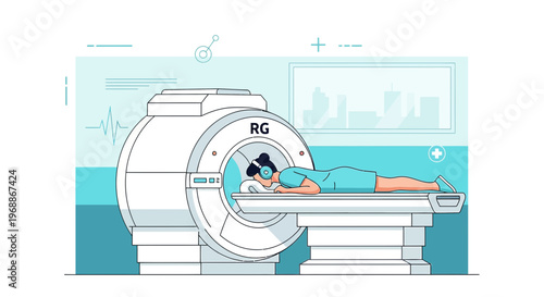 Patient undergoing MRI scan in a modern medical facility, healthcare technology concept