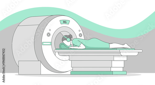 Patient undergoing MRI scan in a modern medical facility, healthcare technology concept
