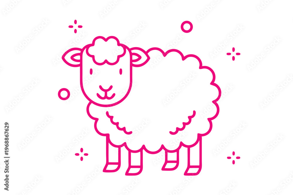 Obraz premium Charming fluffy cloud illustration, simple line art cartoon, vector graphic
