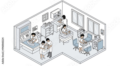 People engaged in various activities in a room.