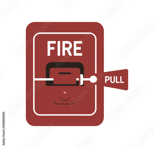 A red fire alarm pull station on a white background for emergency situations