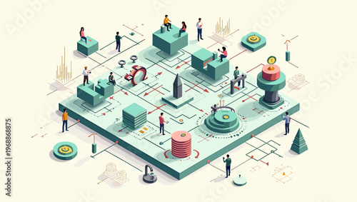 A stylized, modern graphic design element in a soft color palette, conveying innovation and simplicity.