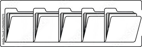 Office document file folder archive organizer system line art vector illustration for business records management and database storage..eps