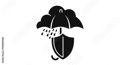 Black silhouette of an umbrella on white.