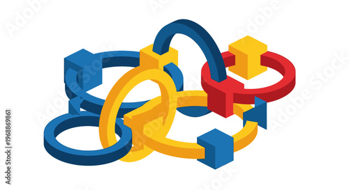 Abstract Interlocking Rings Puzzle Toy.
