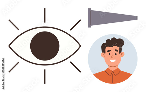 Eye care, vision health, optometry, eye exam, sight correction, medical services. Human face, eye symbol optical tool. Eye care and vision health concepts