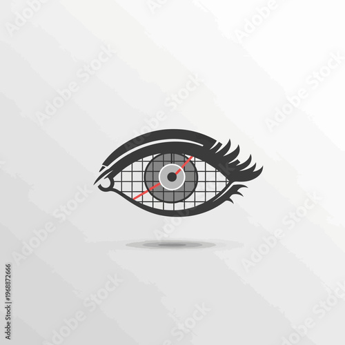 Closeup of eye with camera iris.