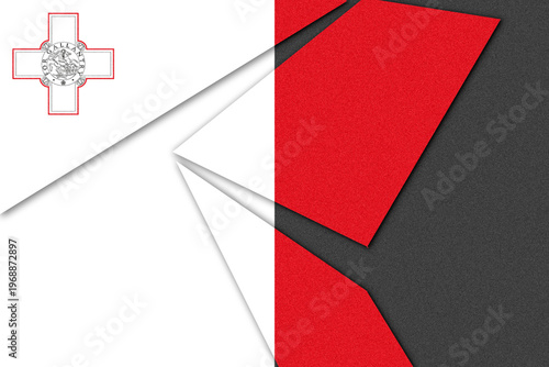 Modern Geometric Interpretation of the Maltese Flag Featuring the George Cross Emblem on a White and Red Textured Background