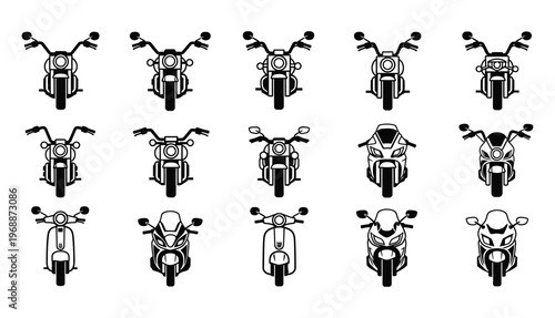 Collection of motorcycle handlebars in black and white a diverse range of styles and designs