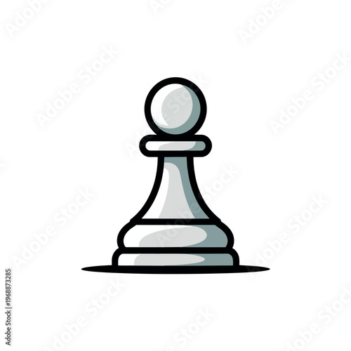 A white chess pawn stands alone on a white background, ready for the next move in a strategic game of chess.
