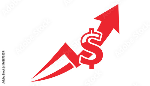 Financial growth and prosperity a red upward arrow with a dollar sign symbolizing economic success
