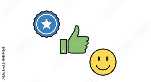 Green thumbs up smiley face icons.