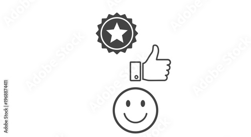 Black and white thumbs up emoticon.