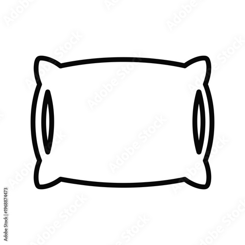 Pillow icon, simple line art, representing sleep, comfort, rest, and bedroom decor.