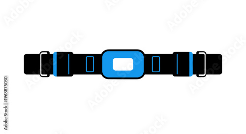 Smartwatch strap, black silicone watch band, blue accents, fitness tracker accessory, wearable technology