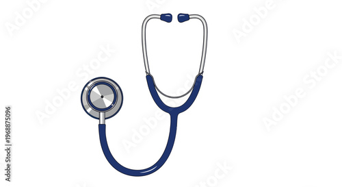 Medical stethoscope, blue doctor's tool, healthcare equipment, vector illustration