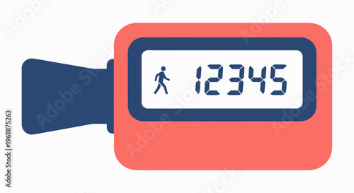 Pedometer icon, step counter graphic, fitness tracker symbol, walking meter illustration