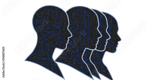 Multiple Profile Silhouettes of People.