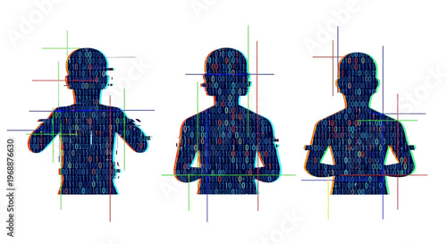 Three Silhouette Women Posing Back View.