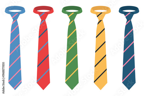 A collection of colorful striped ties on a white background
