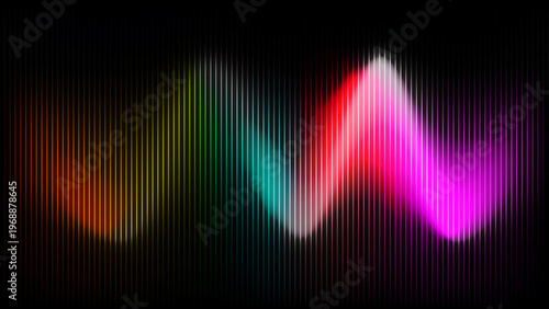 Dynamic Colorful Neon Spectrum Double Wave With Vertical Stripes Abstract Digital Equalizer Background
