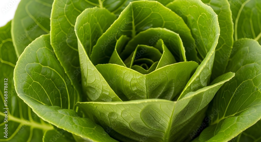 Obraz premium Vibrant Green Romaine Lettuce Heart Close-Up - A Fresh, Healthy Ingredient for Salads and Wholesome Meals, Showcasing Organic Produce and Natural Food Beauty