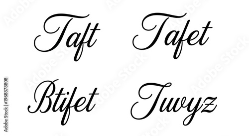 Cursive script font lettering examples.
