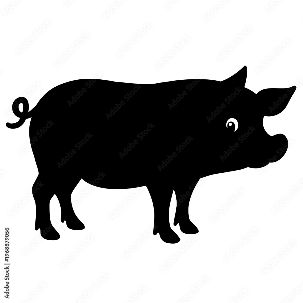 Obraz premium Pig SVG, Pig Silhouette Vector, Pig Clipart, animal silhouette, 