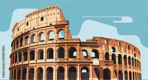 Illustration of the Colosseum in Rome Italy ancient architecture