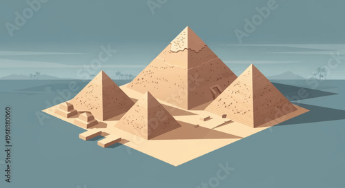 Pyramids of Giza Egypt ancient landscape illustration