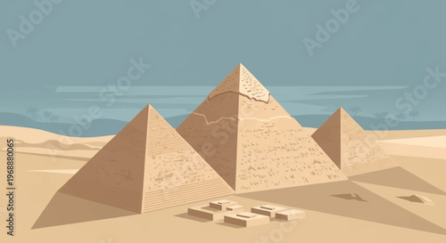 Pyramids of Giza desert landscape ancient Egyptian architecture