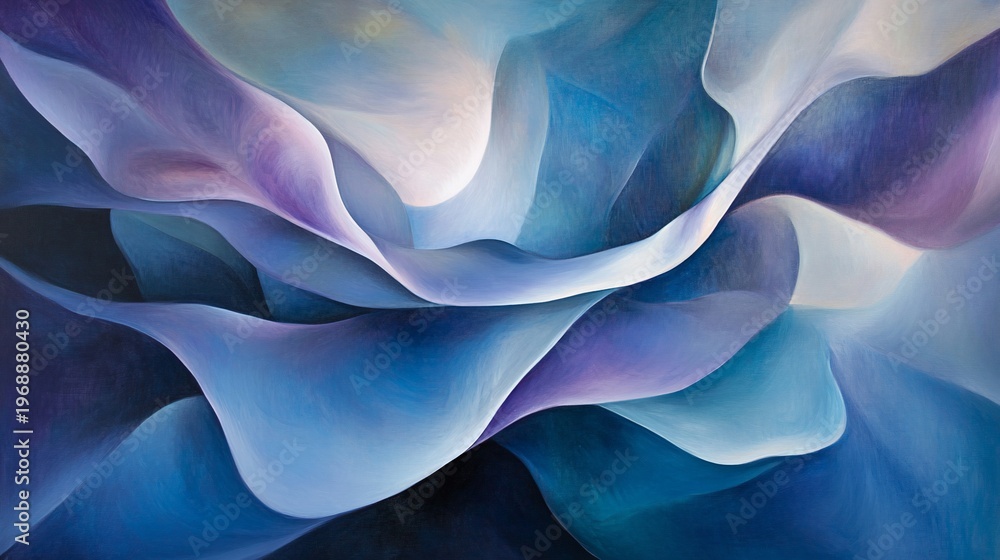 Obraz premium Abstract blue canvas art, swirling forms, gallery wall, peaceful backdrop, home decor