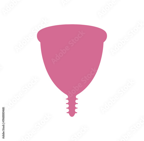 A pink menstrual cup on a white background, symbolizing feminine hygiene and eco-friendly products