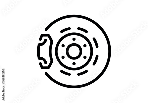 A simple black line drawing of a car brake rotor on a white background