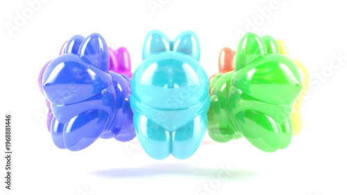 Color rabbits on white bg able to loop endless 4k