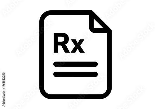 A simply stylish medical prescription icon vector illustration of a pharmacy document with rx symbol Prescription icon with rx sign