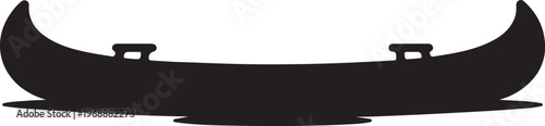 Canoe icon in silhouette on white background.