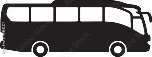 Coach bus icon in silhouette on white background..