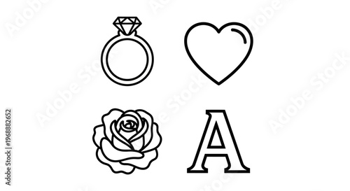 Love Symbol Heart Ring Rose Letter.