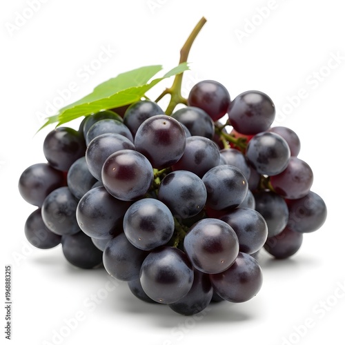 Fresh bunch ripe purple grapes with green leaf