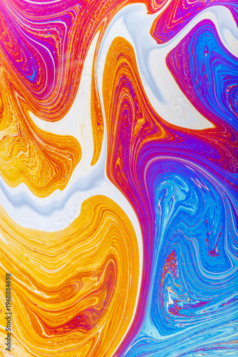 Close up on a soap bubble with random abstract forms and colors for background