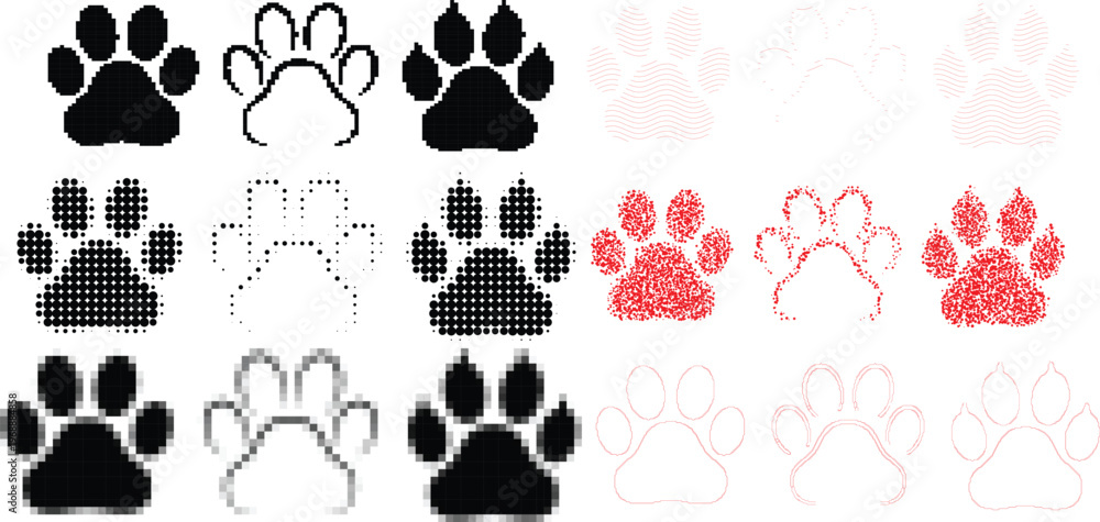 Naklejka premium Paw Print Art Collection