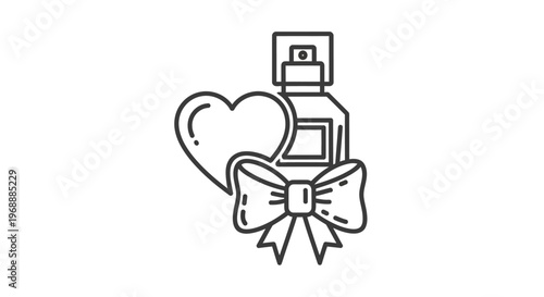 Perfume bottle with heart and bow.