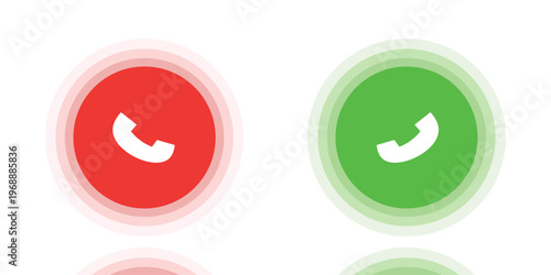 Answer and decline phone call buttons. Phone call. Telephone sign. Accept call and decline phone icons. vector