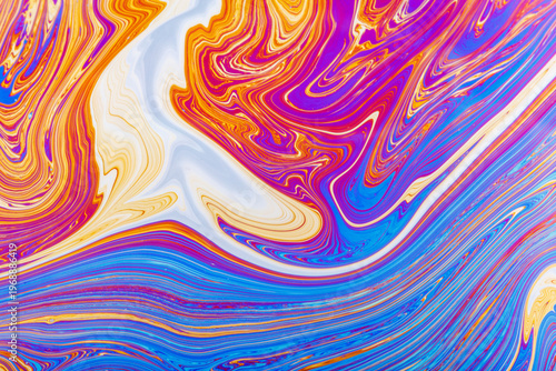 Close up on a soap bubble with random abstract forms and colors for background