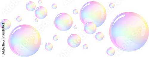 Pink sparkling air and water bubbles on transparent background. Fizzy bubble gum texture for dreamy design.