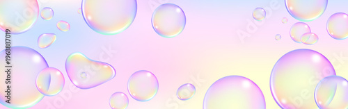 Pink fizzy bubbles with sparkling air bubbles on transparent background. Dreamy collagen bubble texture.