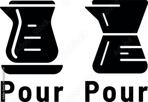 Two different styles of coffee pour over brewing devices and the word pour highlighted