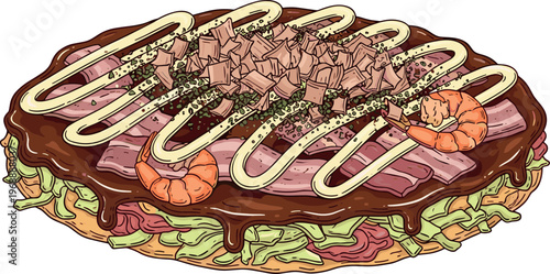 A delicious and appetizing pizza with various toppings is displayed on a table