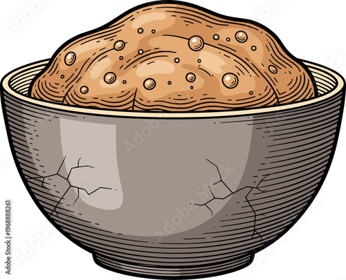 A bowl of cereal with milk in a simple illustration style
